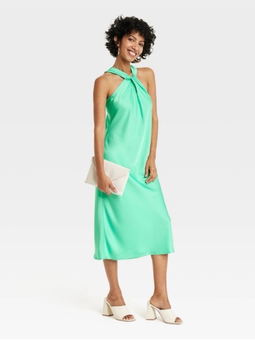 a new day Twist-Neck Halter Midi Dress in Mint